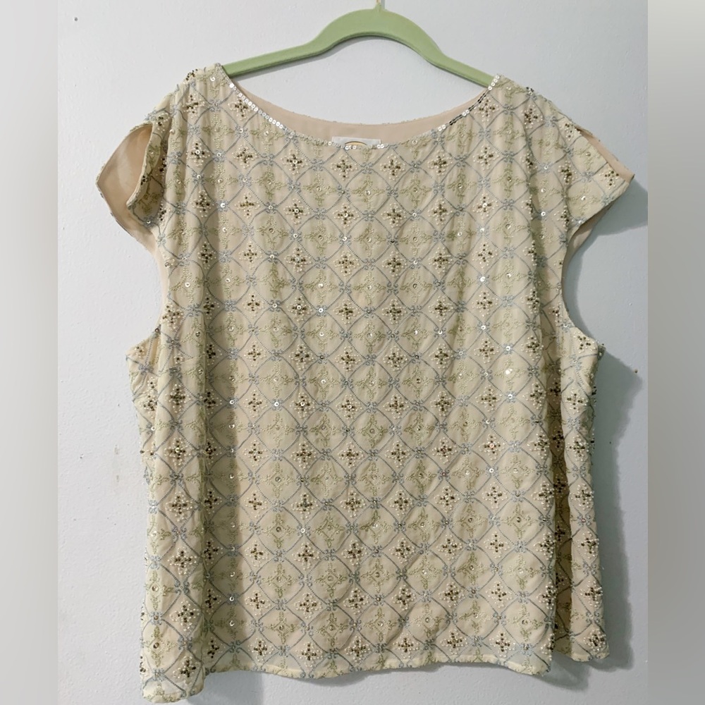 Talbots Cream Patterned Blouse